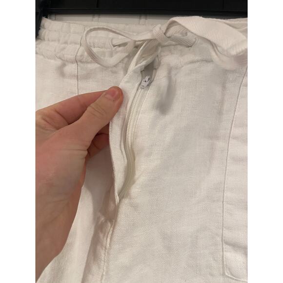 Vintage Talbots Caprial Womens 12P White 100% Irish Linen Pants Wide Leg Relaxed - Picture 2 of 5